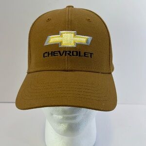 Chevy Chevrolet SnapBack Baseball Hat GM Motors Khaki BrownTan Gold Silver Logo